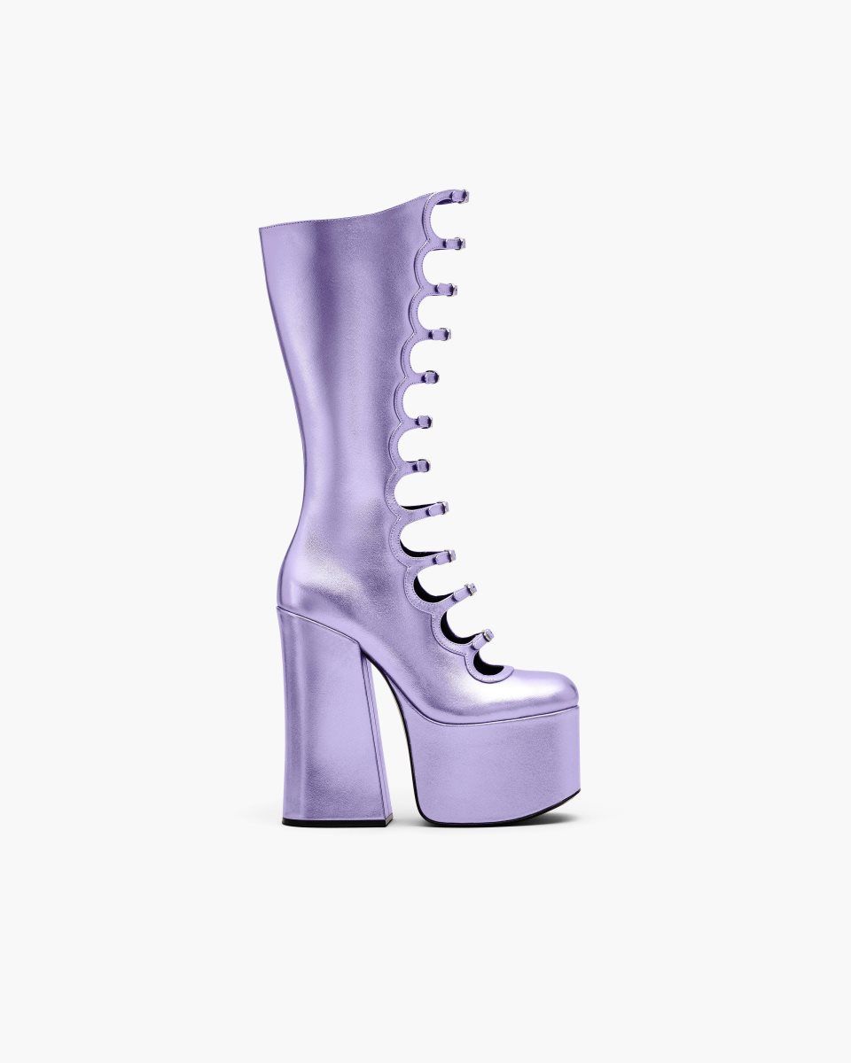 Marc Jacobs The Metallic Kiki Knee High Boot Purple | 97IRGUAEN