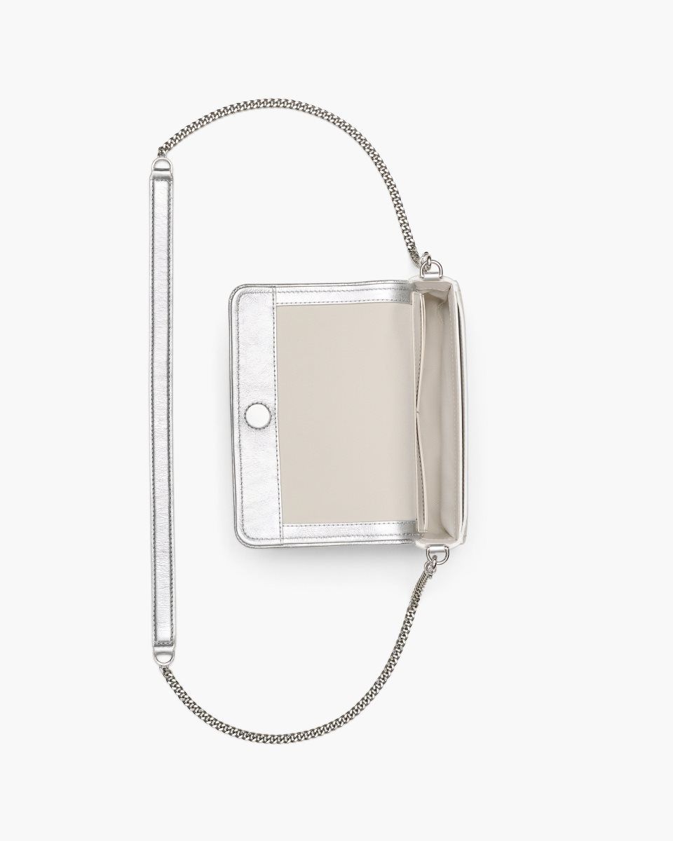 Marc Jacobs The Metallic Leather Chain Mini Bag Silver | 45RUXHYJV