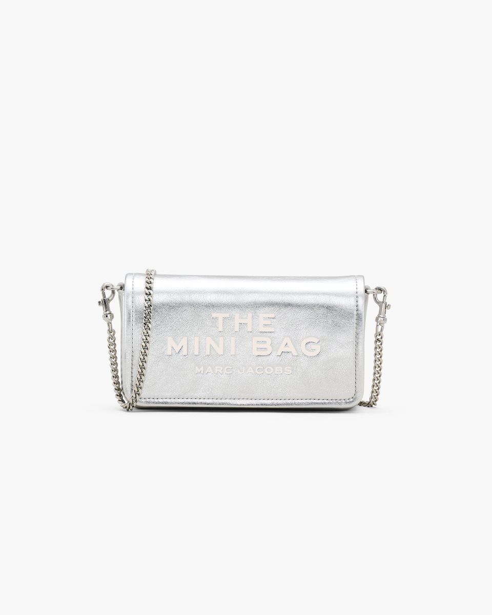 Marc Jacobs The Metallic Leather Chain Mini Bag Silver | 45RUXHYJV