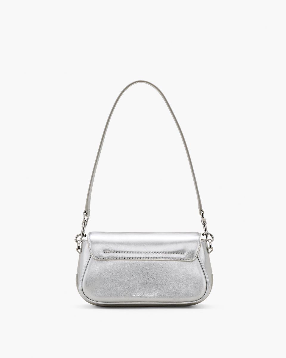 Marc Jacobs The Metallic Leather Clover Shoulder Bag Silver | 89ROAYQHF