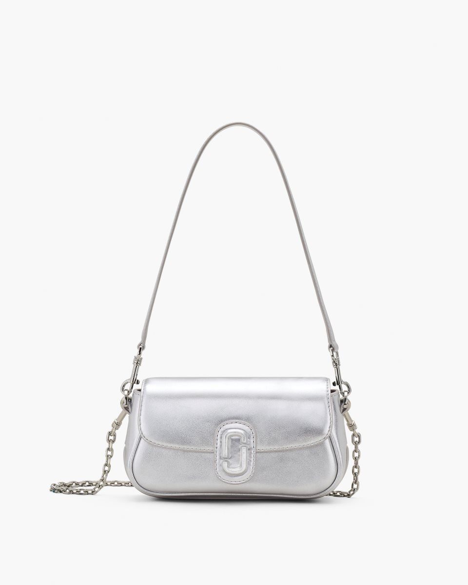 Marc Jacobs The Metallic Leather Clover Shoulder Bag Silver | 89ROAYQHF