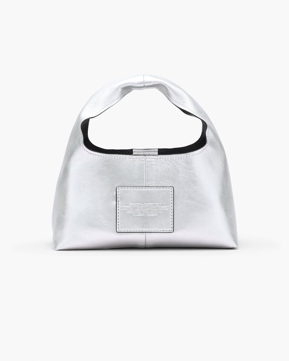 Marc Jacobs The Metallic Leather Mini Sack Bag Silver | 37DVFJBQH