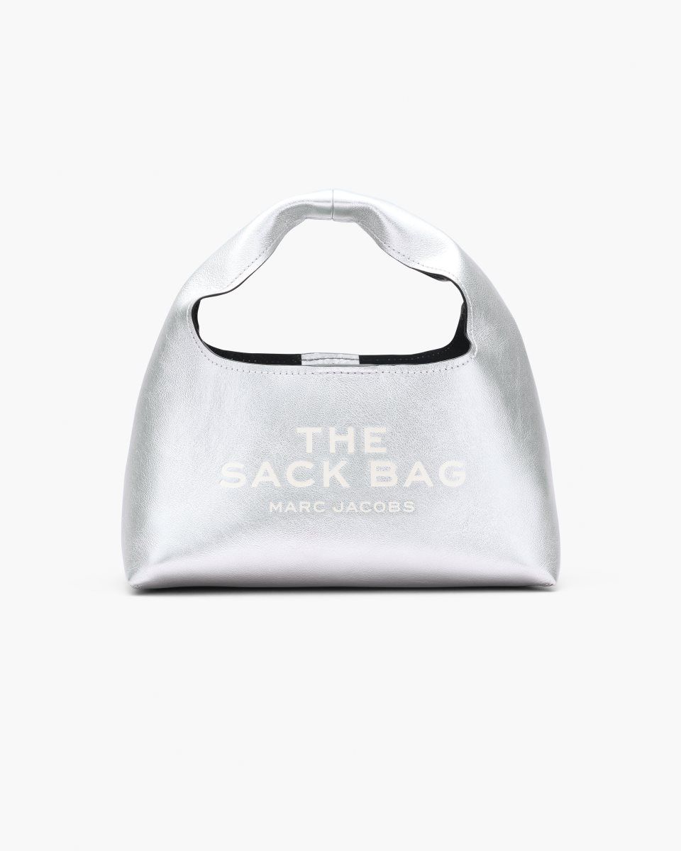 Marc Jacobs The Metallic Leather Mini Sack Bag Silver | 37DVFJBQH