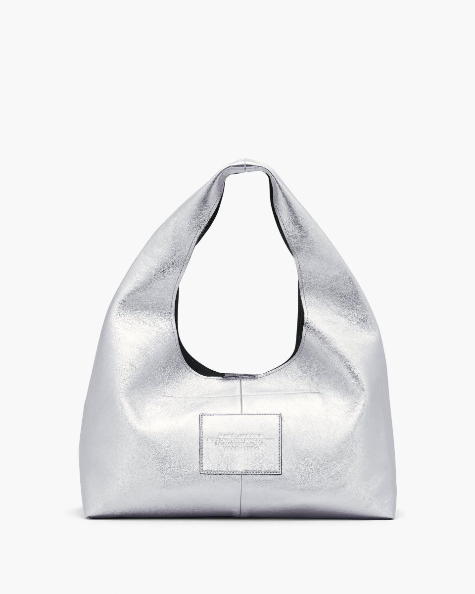 Marc Jacobs The Metallic Leather Sack Bag Silver | 06EAZKQJC