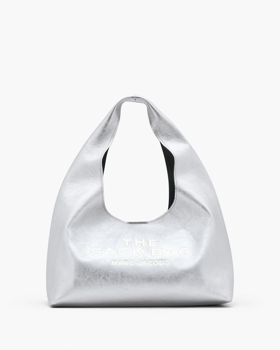 Marc Jacobs The Metallic Leather Sack Bag Silver | 06EAZKQJC