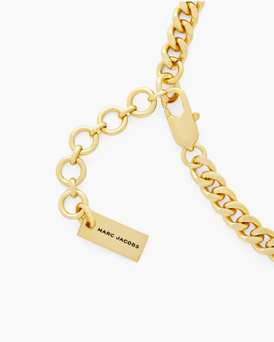 Marc Jacobs The Mini Icon Charm Necklace Light Gold | 63YQZMEJR