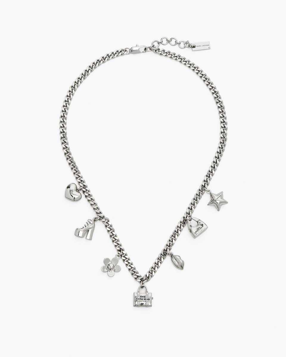 Marc Jacobs The Mini Icon Charm Necklace Light Silver | 61KQHGREI