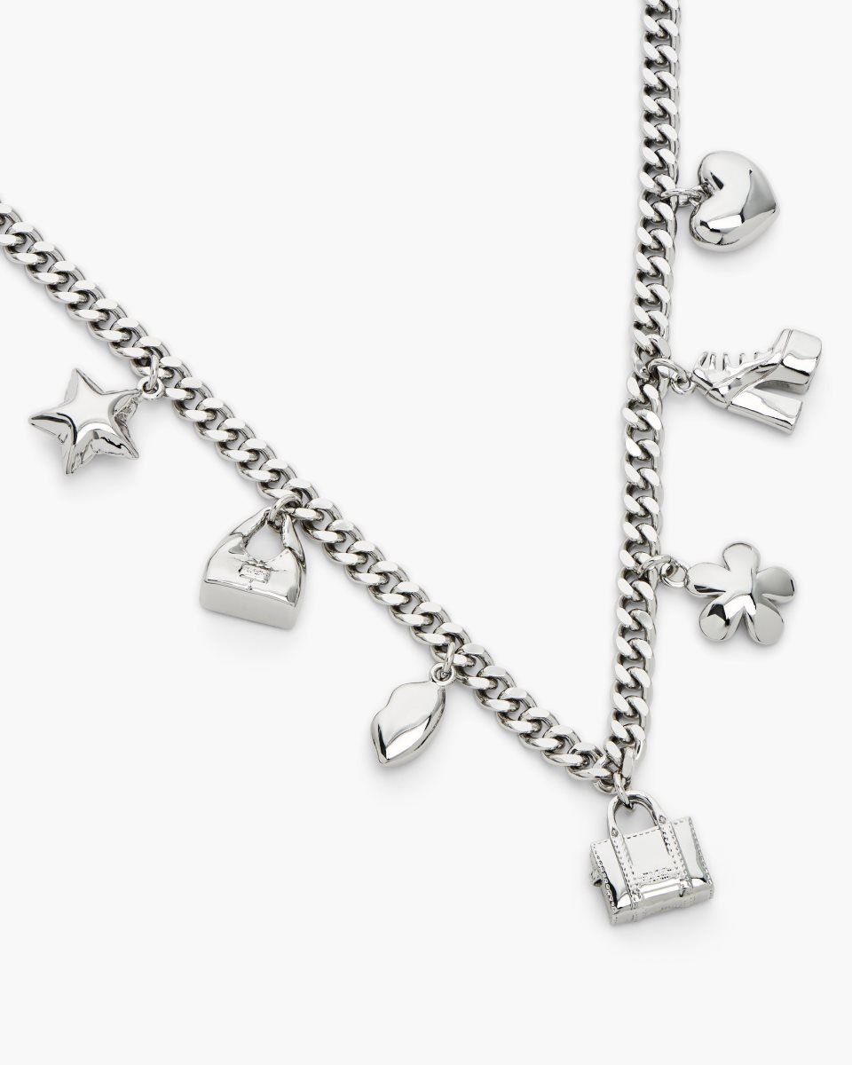 Marc Jacobs The Mini Icon Charm Necklace Light Silver | 61KQHGREI