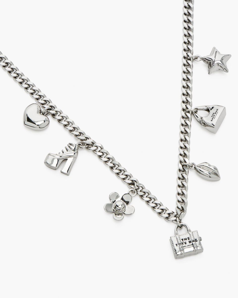 Marc Jacobs The Mini Icon Charm Necklace Light Silver | 61KQHGREI