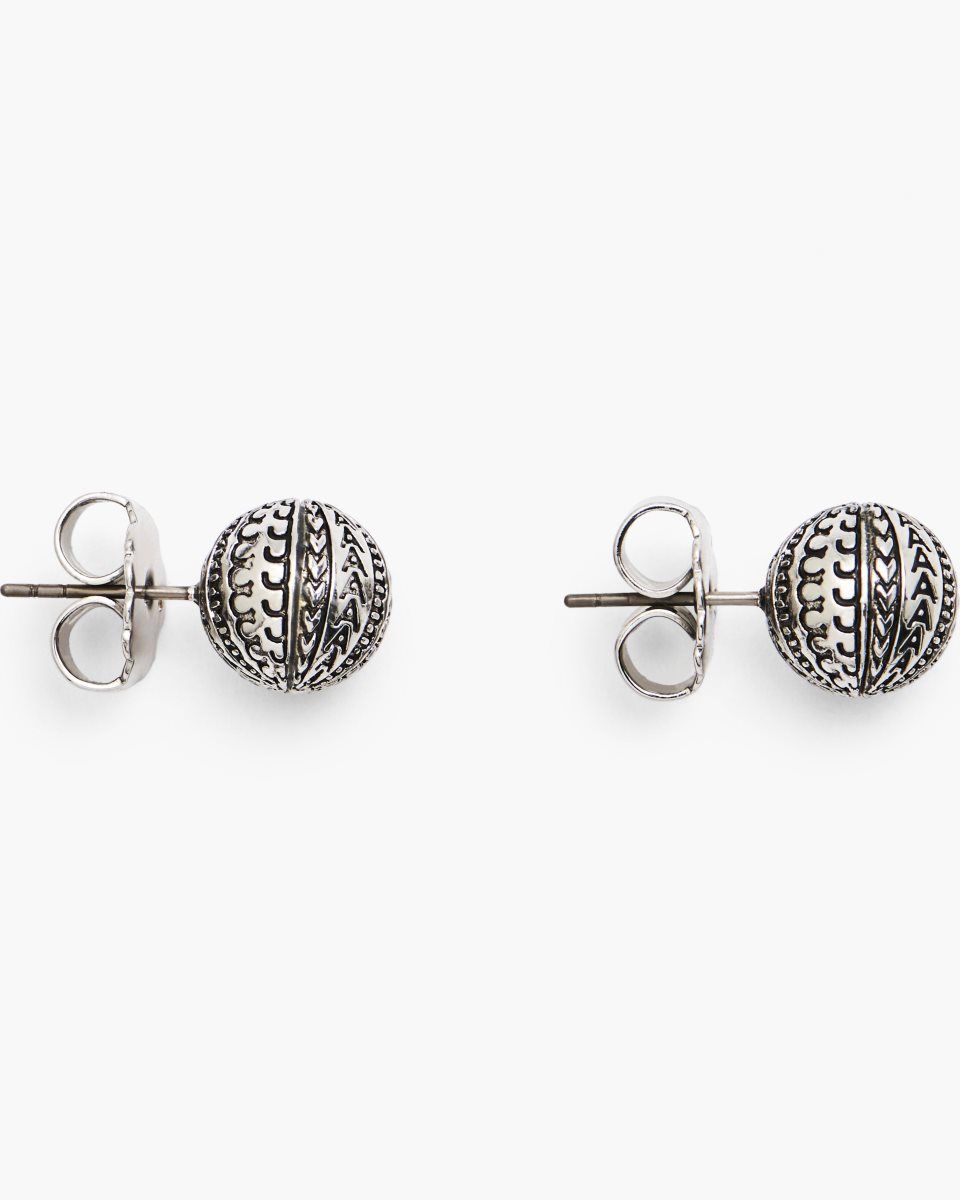 Marc Jacobs The Monogram Stud Earrings Light Silver | 43LWYSKCO