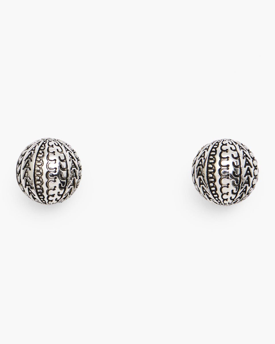 Marc Jacobs The Monogram Stud Earrings Light Silver | 43LWYSKCO