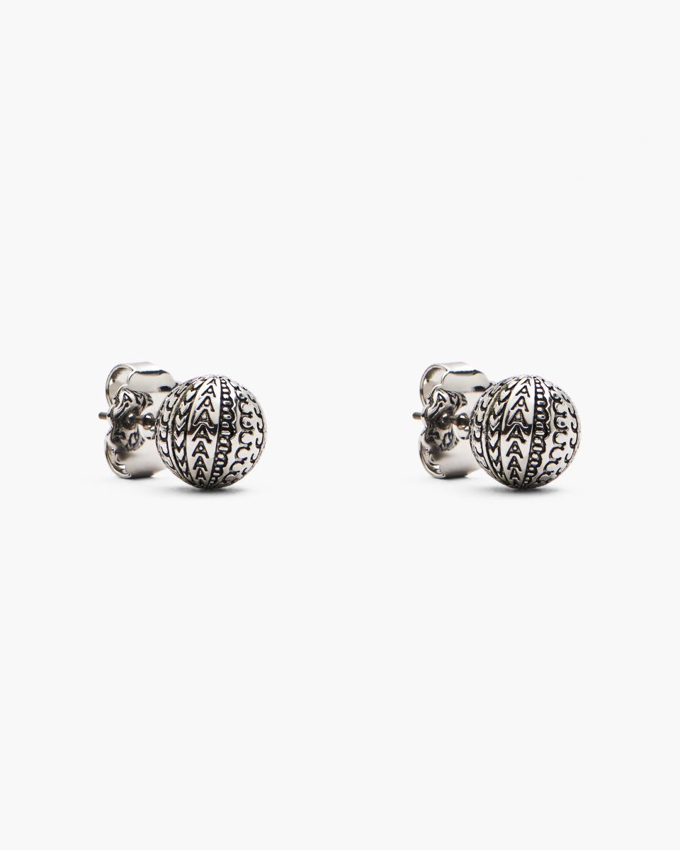 Marc Jacobs The Monogram Stud Earrings Light Silver | 43LWYSKCO