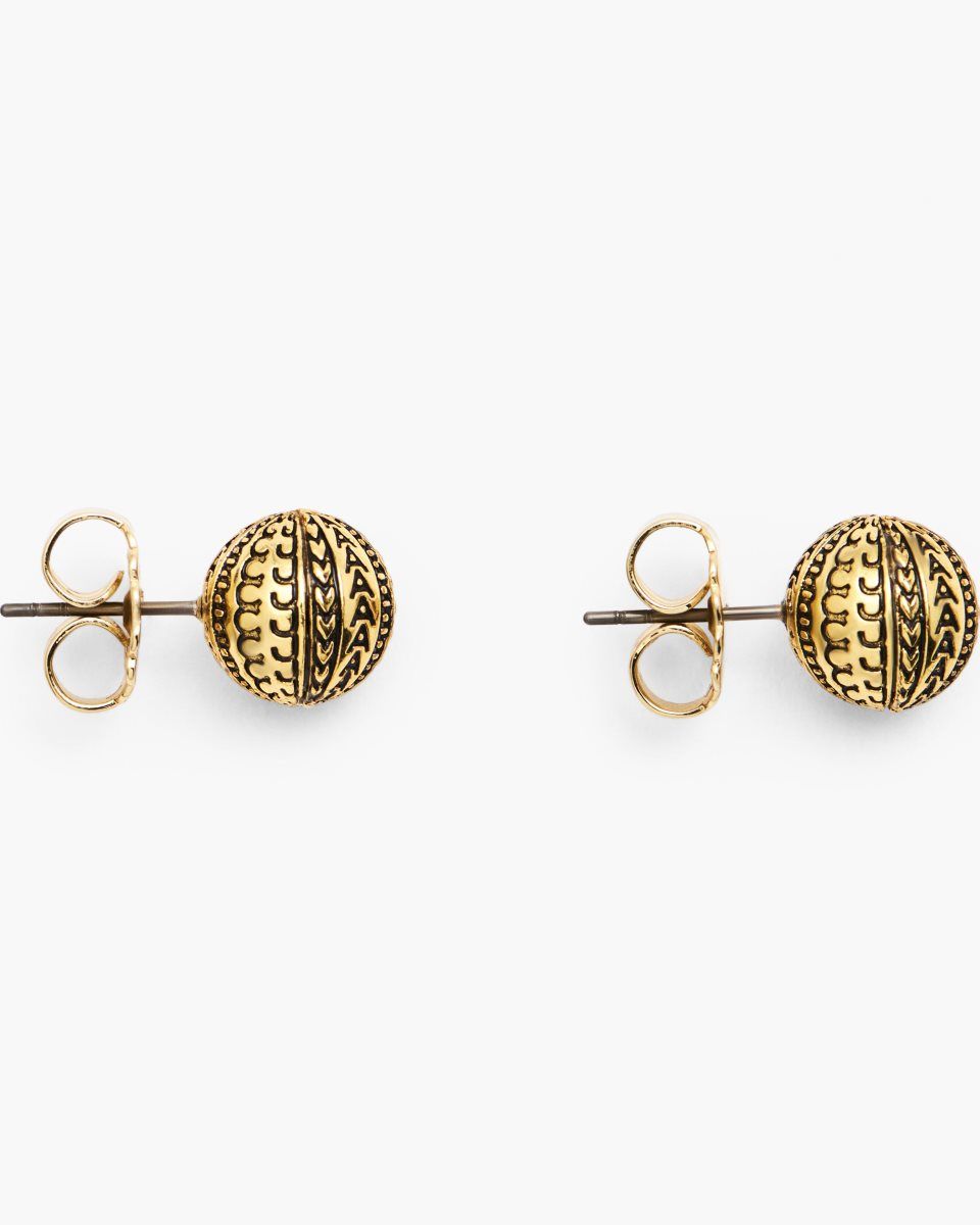 Marc Jacobs The Monogram Stud Earrings Light Gold | 01MLFKWOR