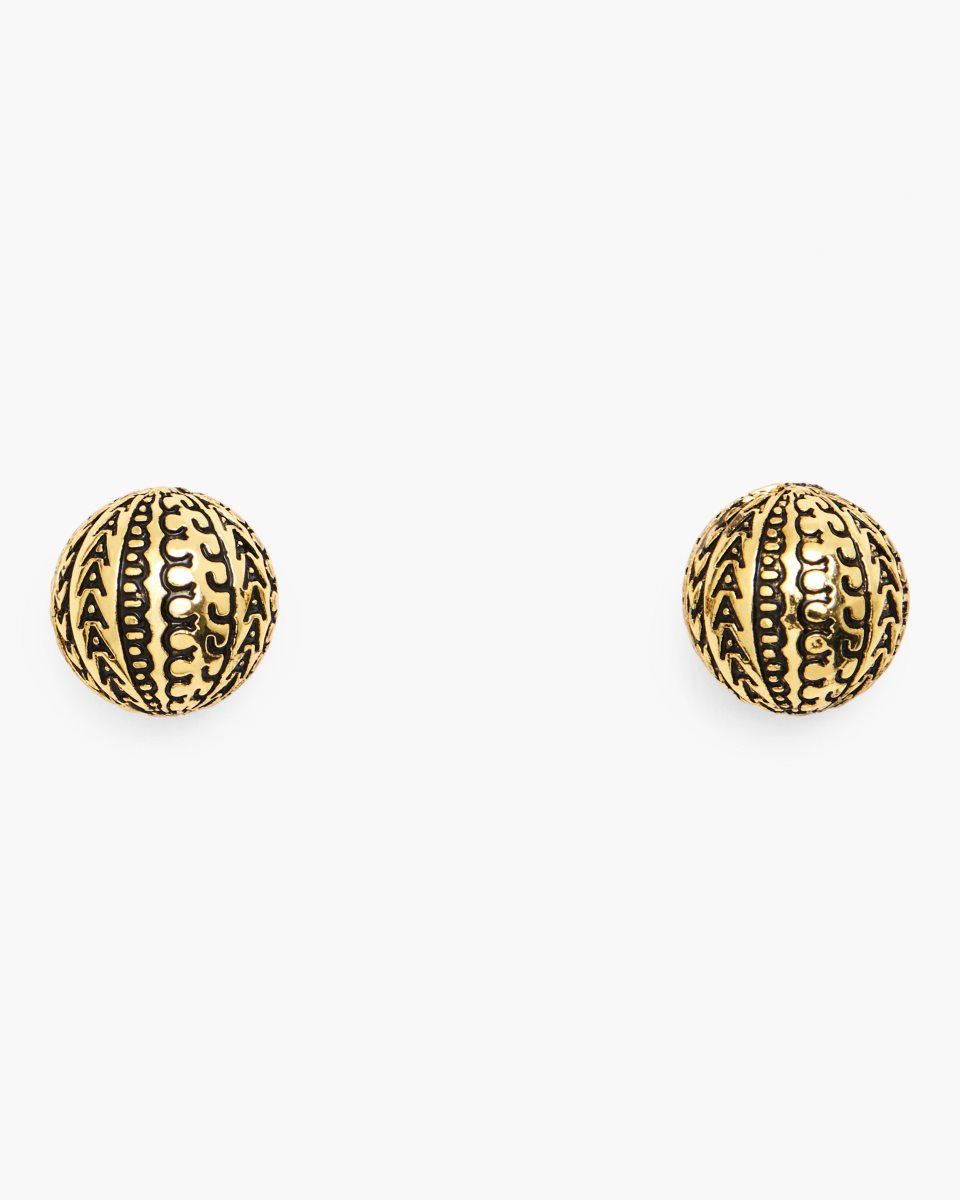 Marc Jacobs The Monogram Stud Earrings Light Gold | 01MLFKWOR