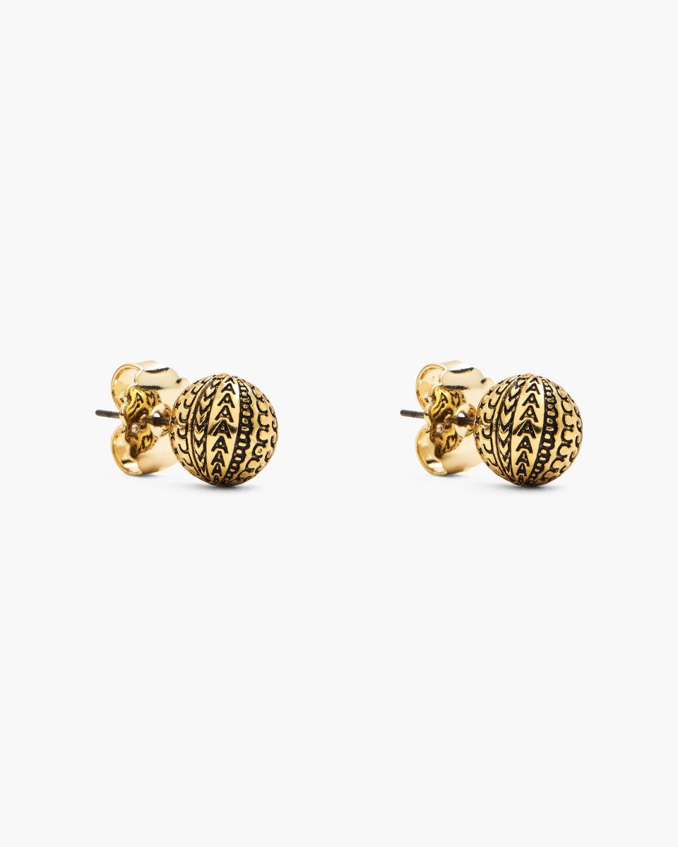 Marc Jacobs The Monogram Stud Earrings Light Gold | 01MLFKWOR