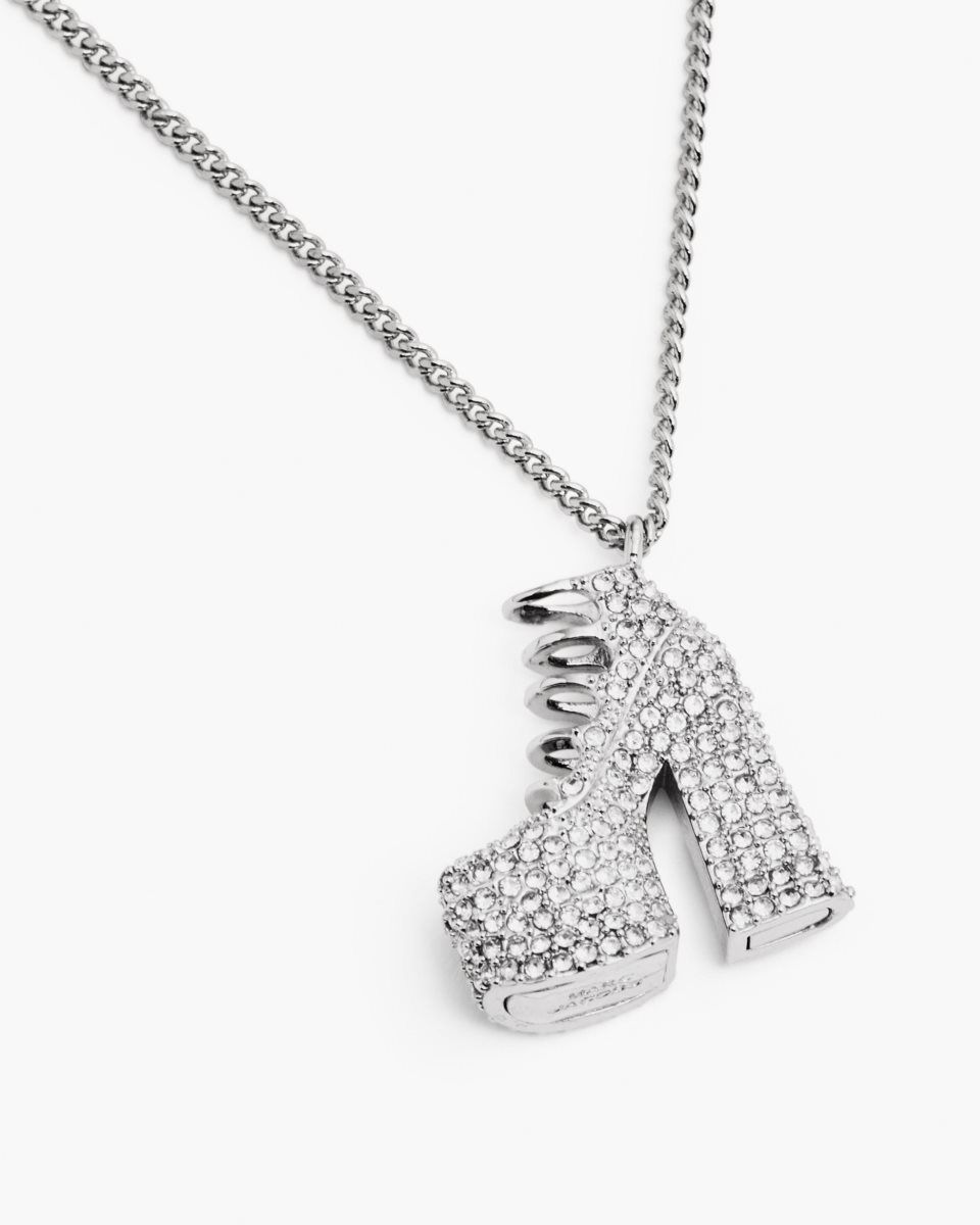 Marc Jacobs The Pave Kiki Boot Necklace Silver | 97CPOLBWM