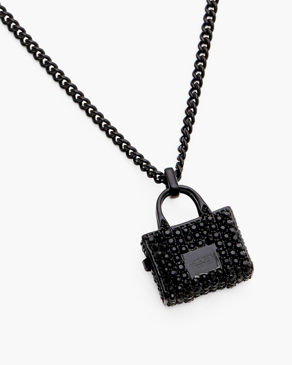 Marc Jacobs The Pave Tote Bag Necklace Black / Black | 73WGUKFLR