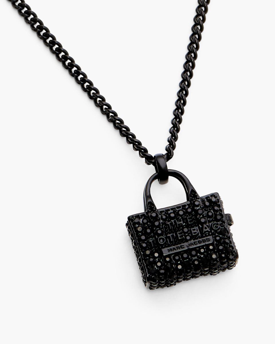 Marc Jacobs The Pave Tote Bag Necklace Black / Black | 73WGUKFLR