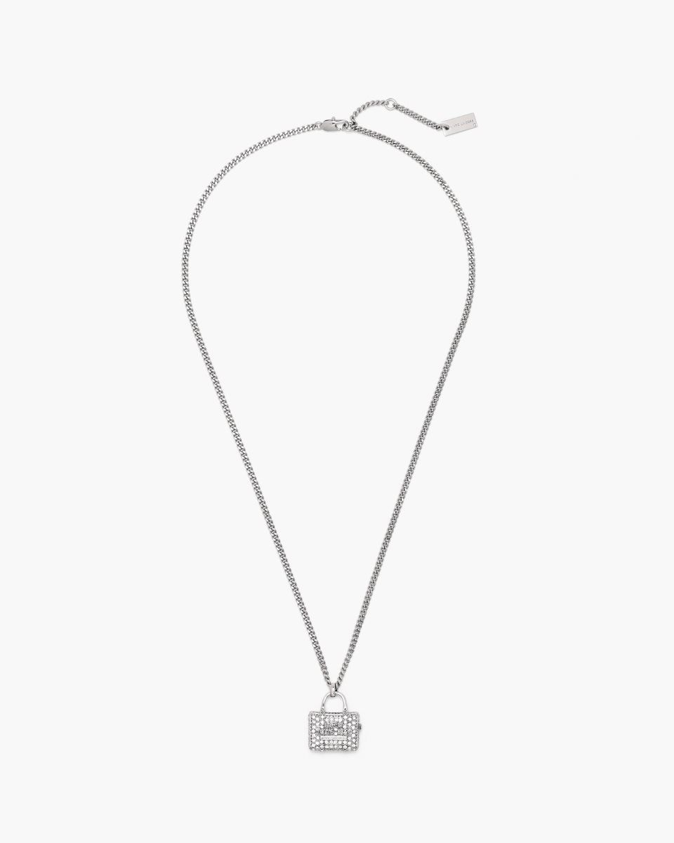 Marc Jacobs The Pave Tote Bag Necklace Silver | 15OTJULFD