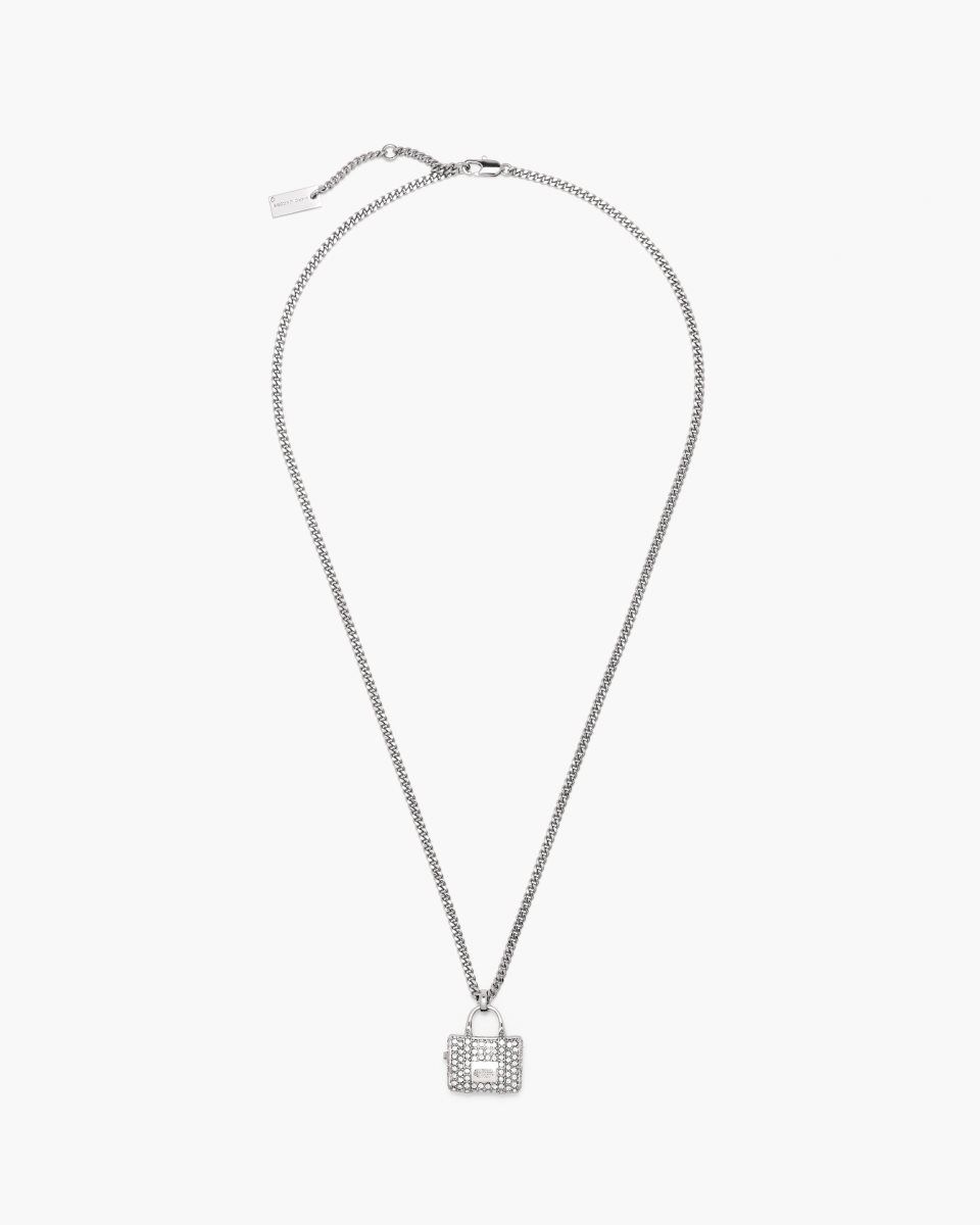 Marc Jacobs The Pave Tote Bag Necklace Silver | 15OTJULFD