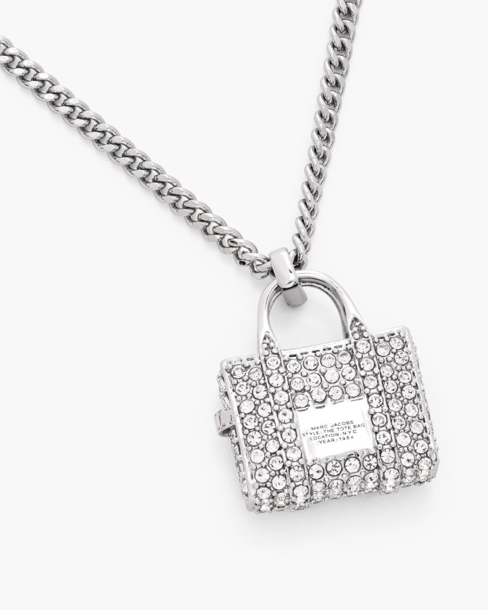 Marc Jacobs The Pave Tote Bag Necklace Silver | 15OTJULFD