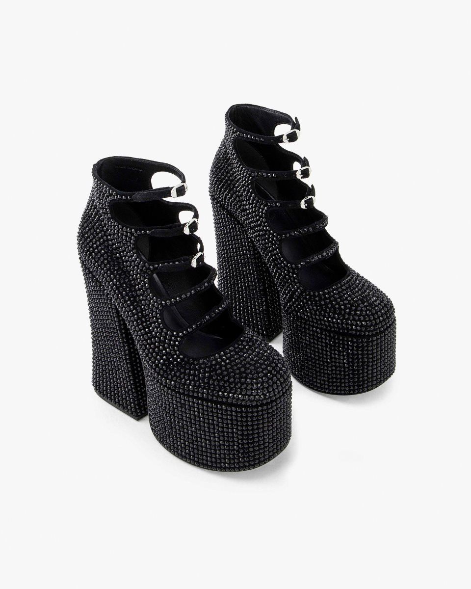 Marc Jacobs The Rhinestone Kiki Ankle Boot Black / Black | 92MBQUIPT