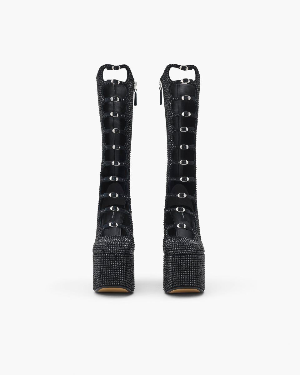 Marc Jacobs The Rhinestone Kiki Knee-High Boot Black / Black | 39RJXTNKC