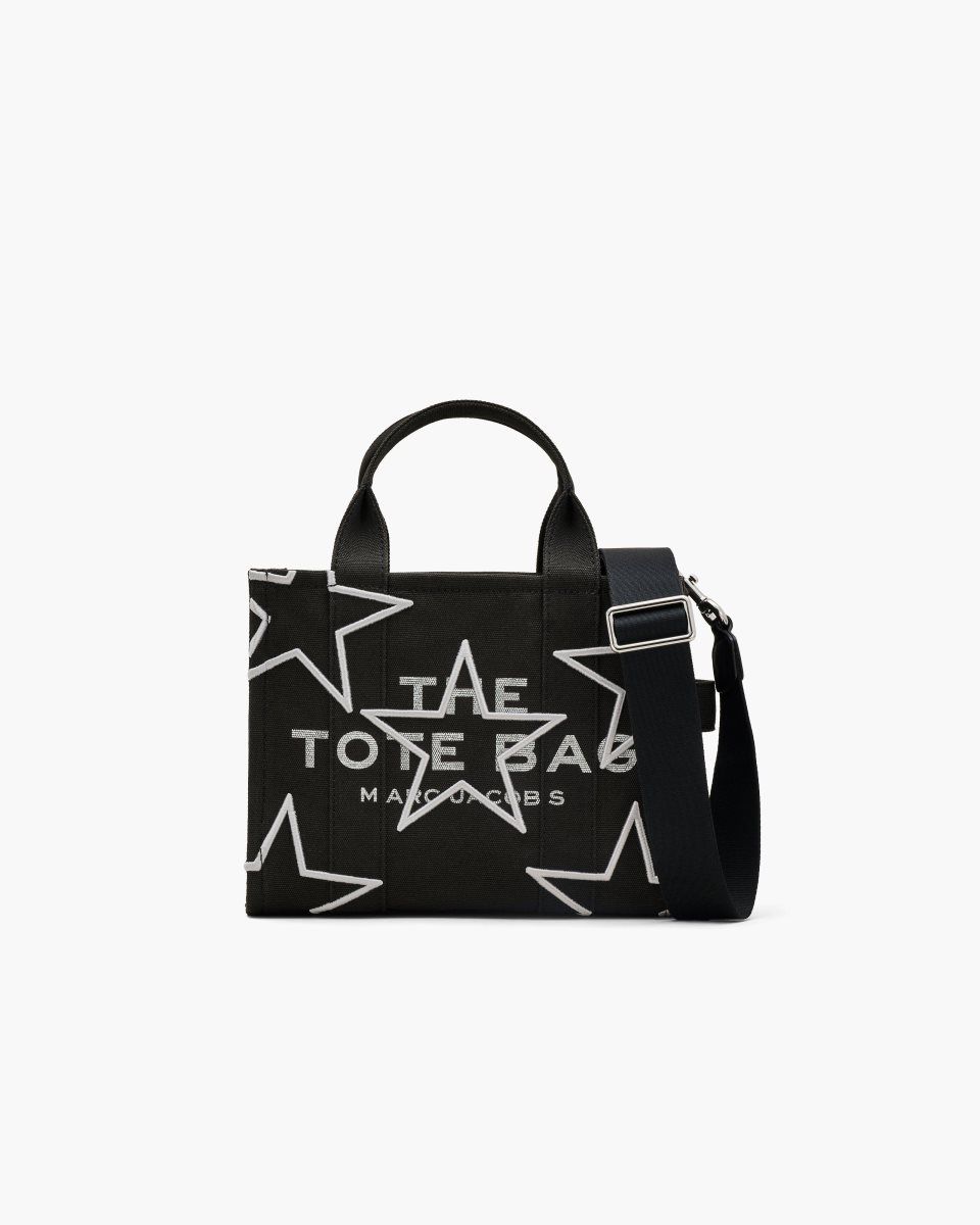 Marc Jacobs The Star Canvas Small Tote Bag Black | 73QODXPBH