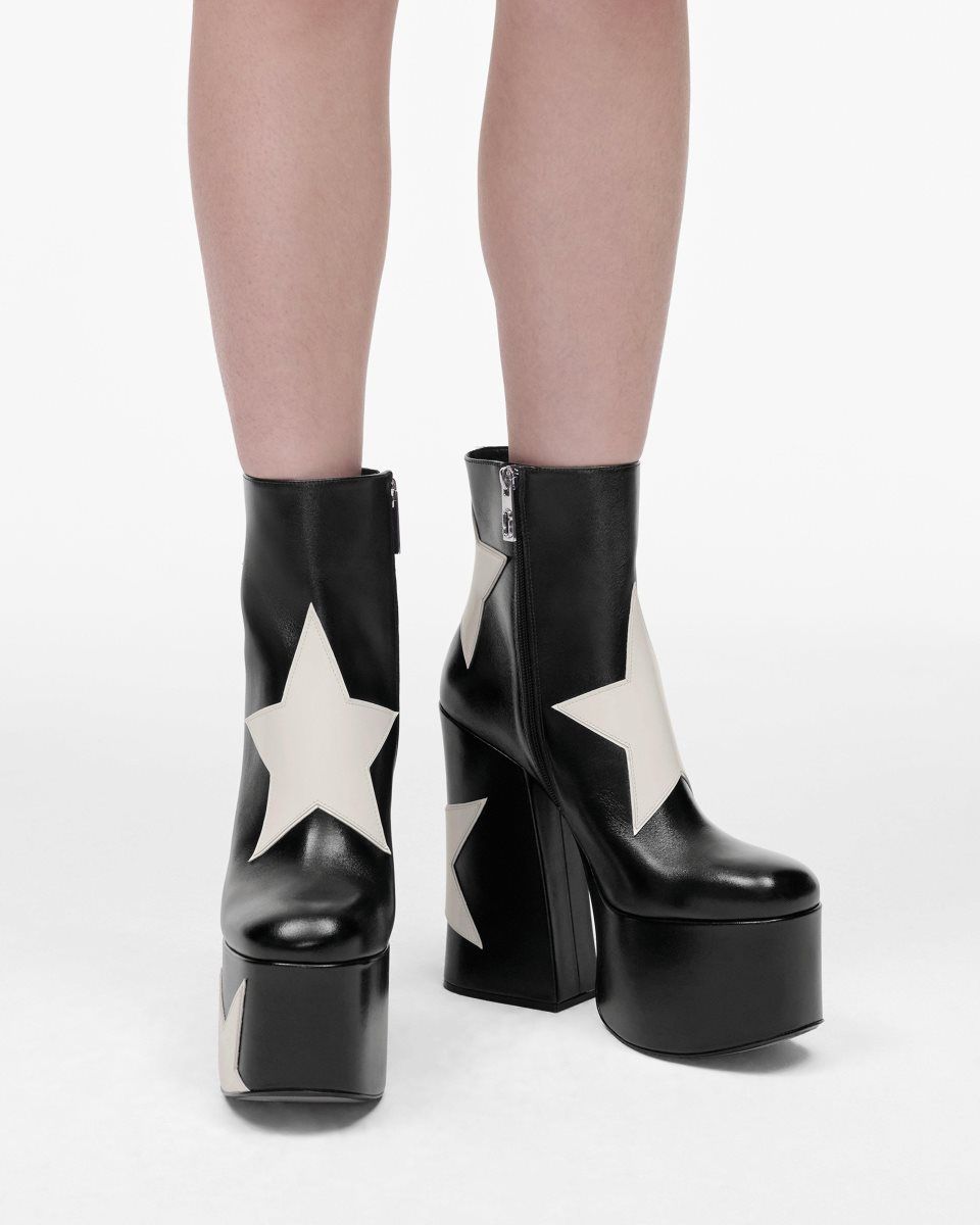 Marc Jacobs The Star Patchwork Kiki Platform Boot Black | 90MQHWYFJ