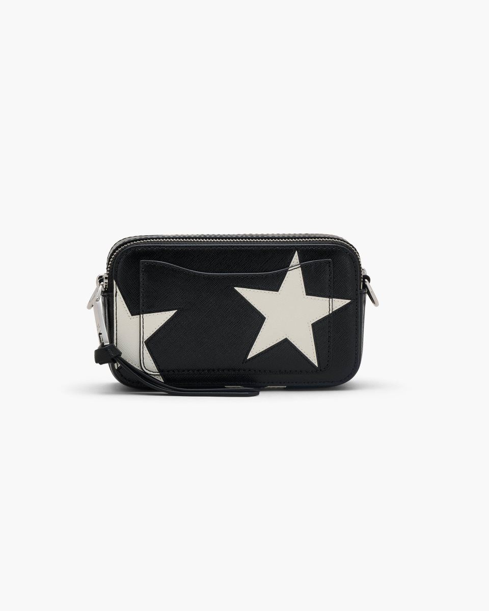 Marc Jacobs The Star Patchwork Leather Snapshot Black / White | 86SJTYLED