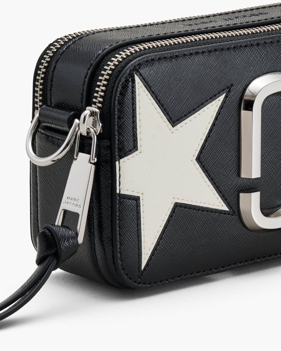 Marc Jacobs The Star Patchwork Leather Snapshot Black / White | 86SJTYLED