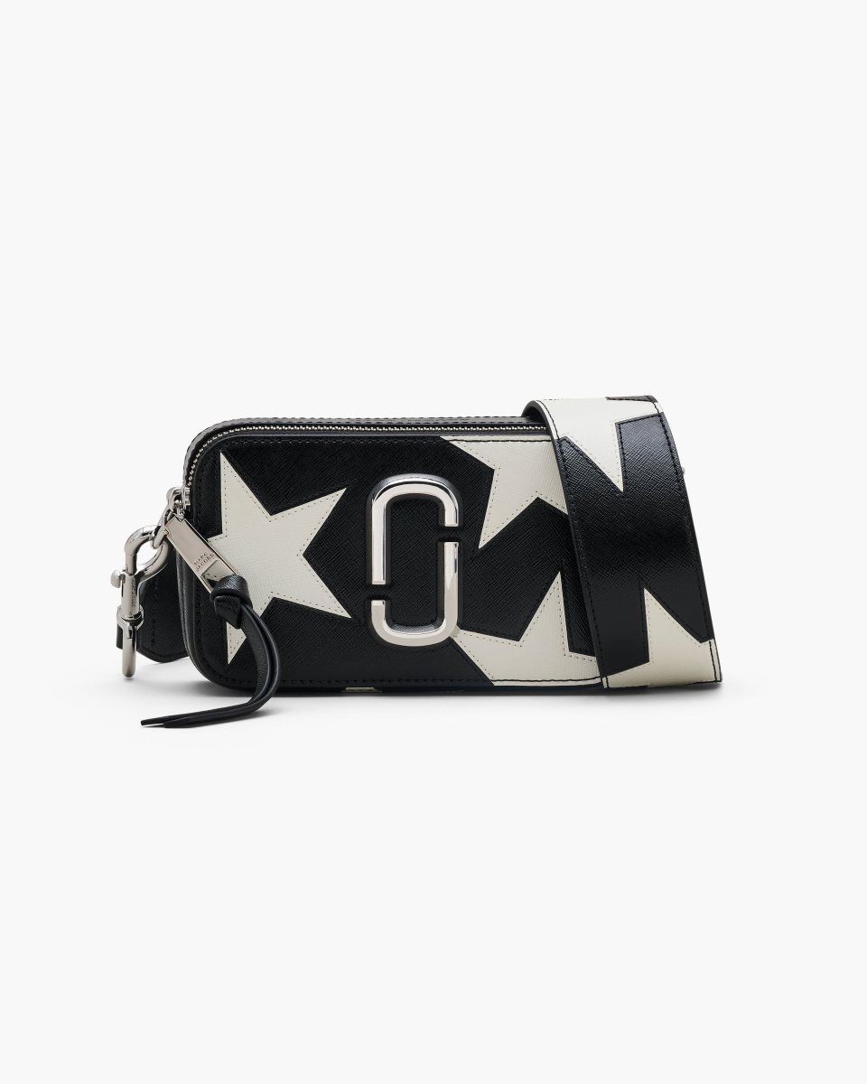 Marc Jacobs The Star Patchwork Leather Snapshot Black / White | 86SJTYLED