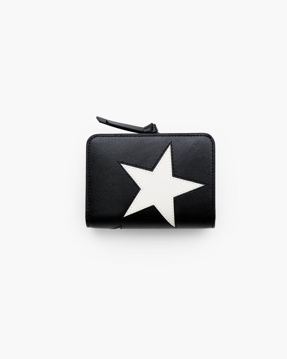 Marc Jacobs The Star Patchwork Mini Compact Wallet Black / White | 35NXYZDRB