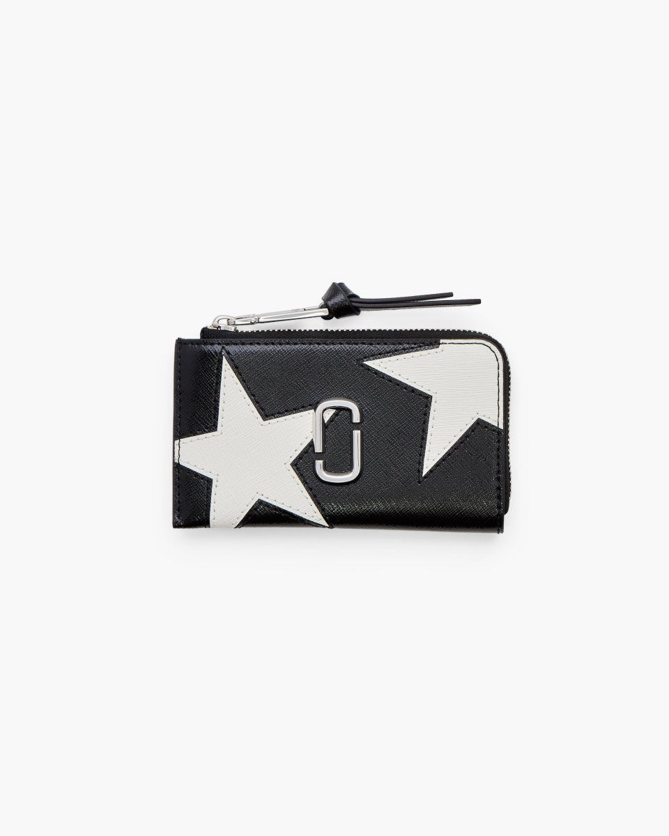 Marc Jacobs The Star Patchwork Top Zip Multi Wallet Black / White | 10SOXZWBT