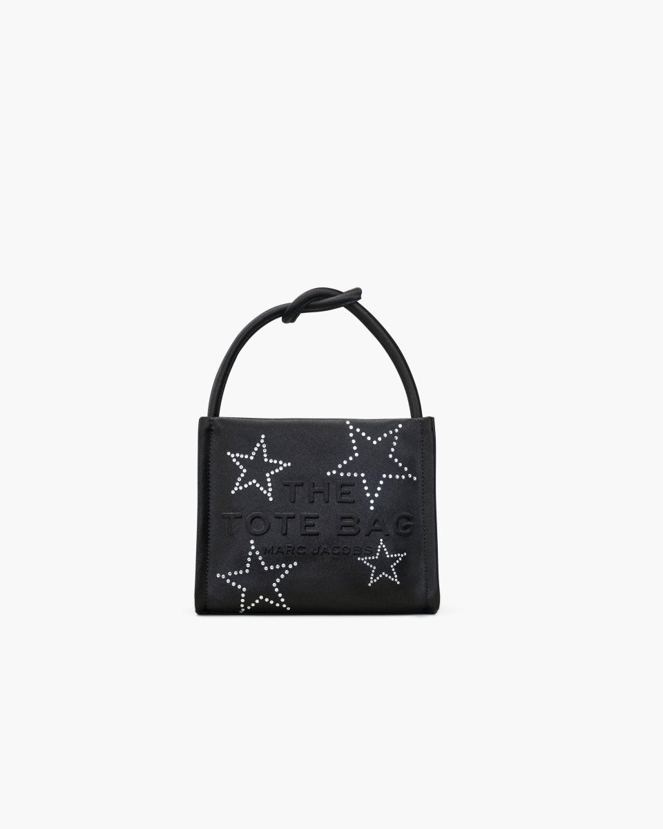 Marc Jacobs The Star Satin Mini Tote Bag Black | 36VBACLNR