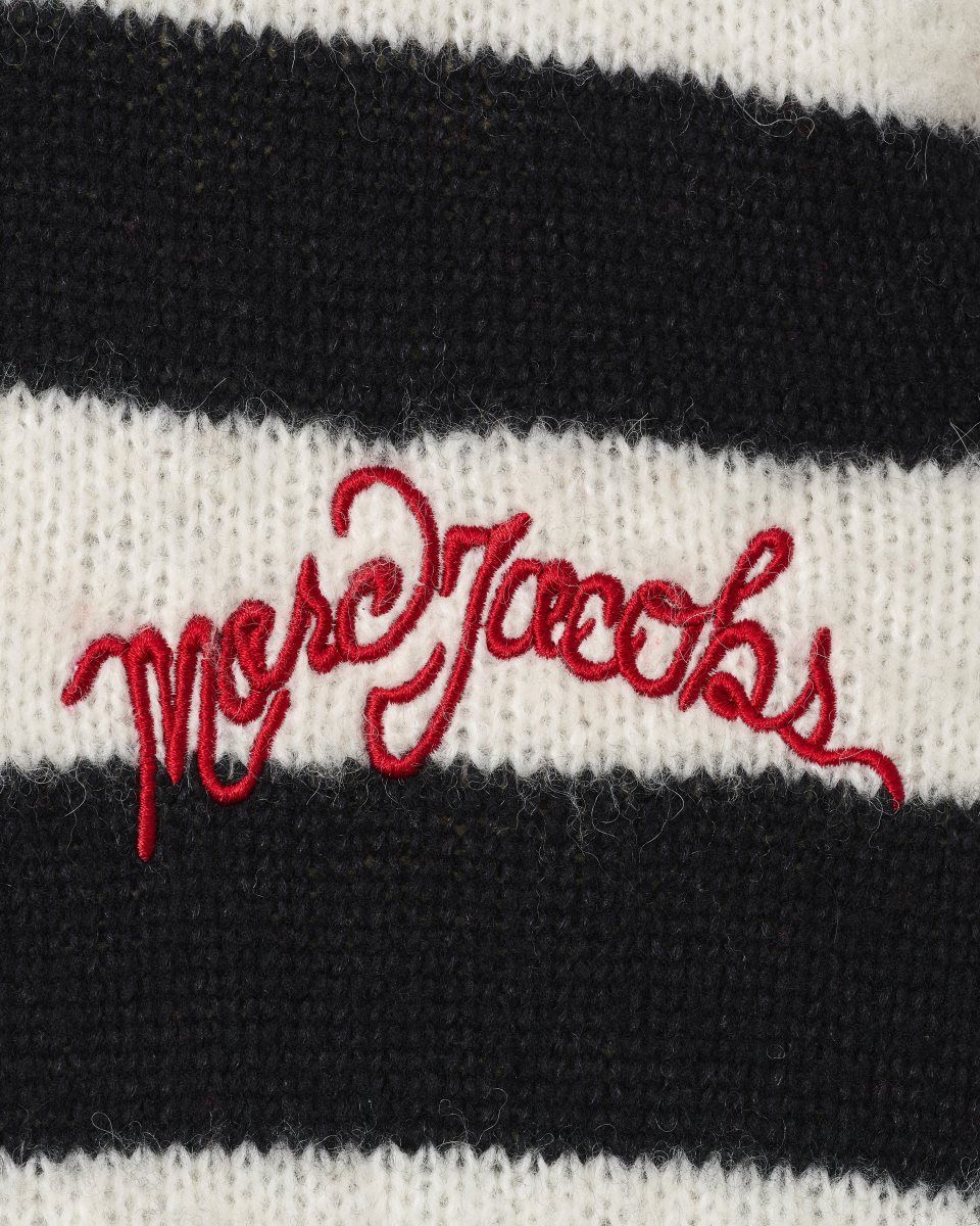 Marc Jacobs The Striped Brushed Logo Sweater Black / White | 52WHZRCJL