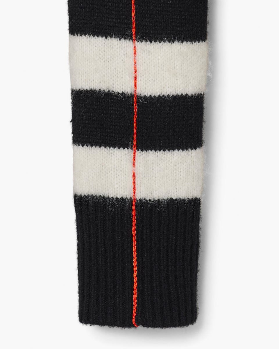 Marc Jacobs The Striped Brushed Logo Sweater Black / White | 52WHZRCJL