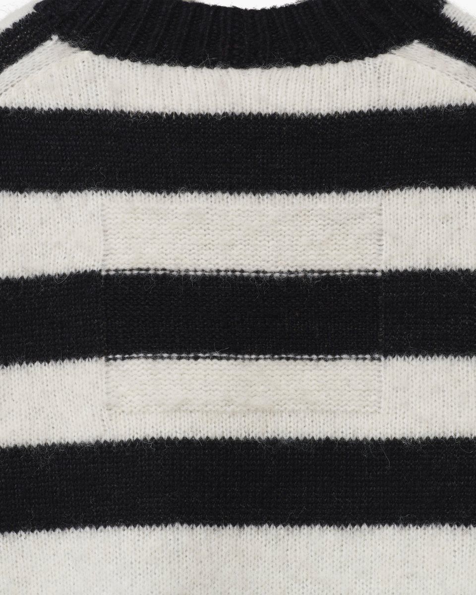 Marc Jacobs The Striped Brushed Logo Sweater Black / White | 52WHZRCJL