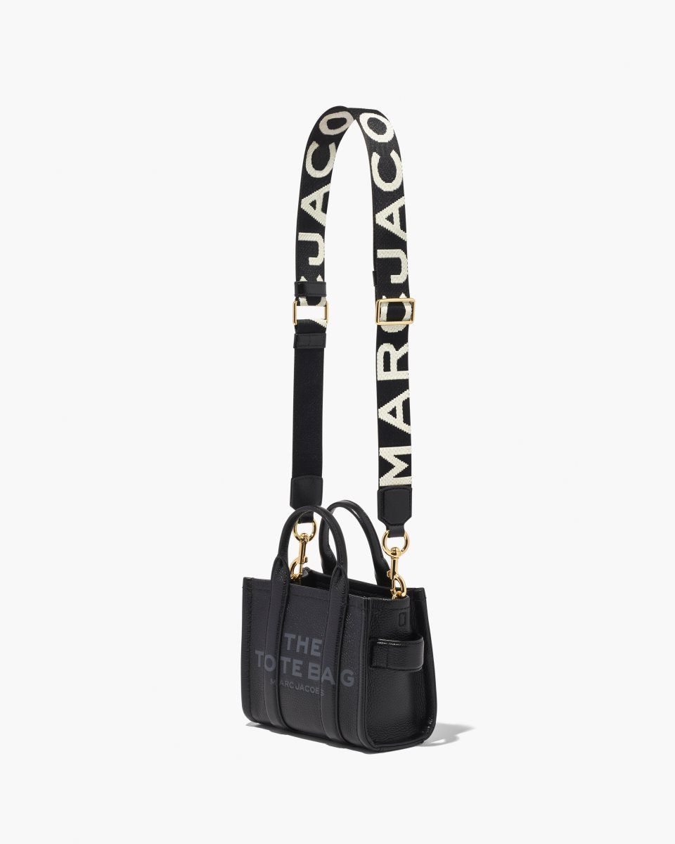 Marc Jacobs The Thin Logo Webbing Strap Black / White | 92WOBKEFM