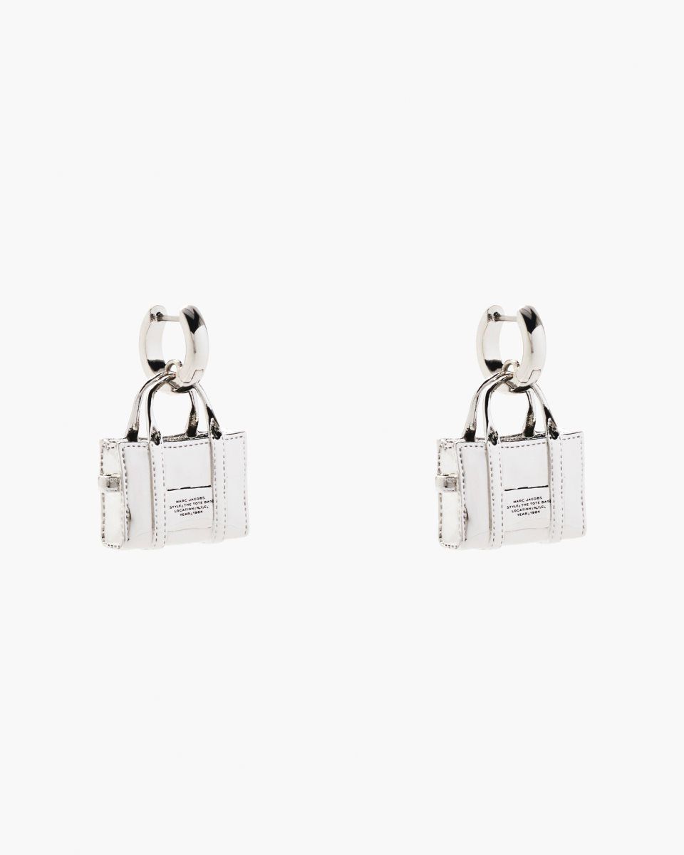 Marc Jacobs The Tote Bag Earrings Light Silver | 93WBHAQXG