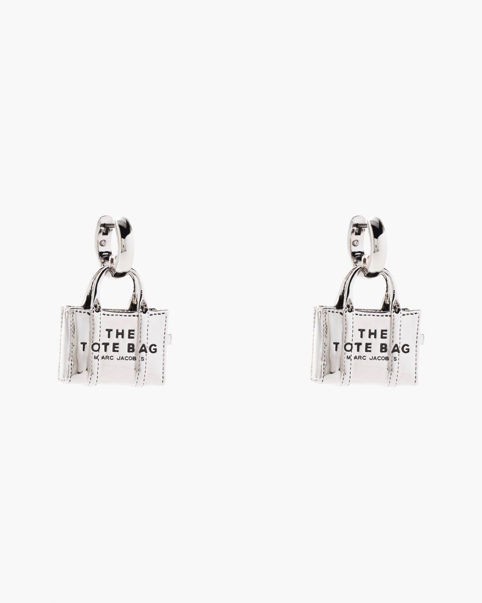 Marc Jacobs The Tote Bag Earrings Light Silver | 93WBHAQXG