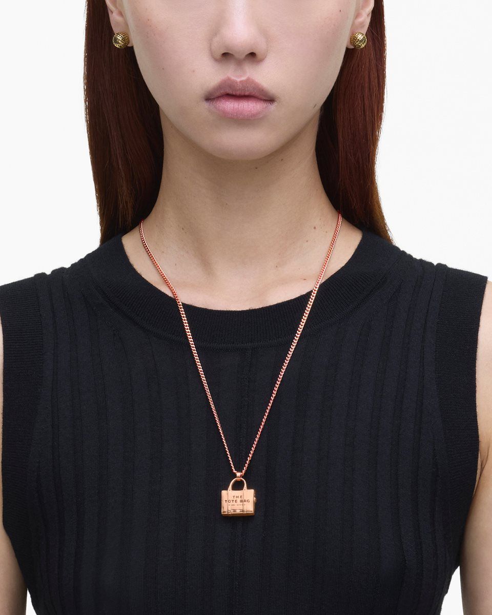 Marc Jacobs The Tote Bag Necklace Rose Gold | 92KDOLTWV