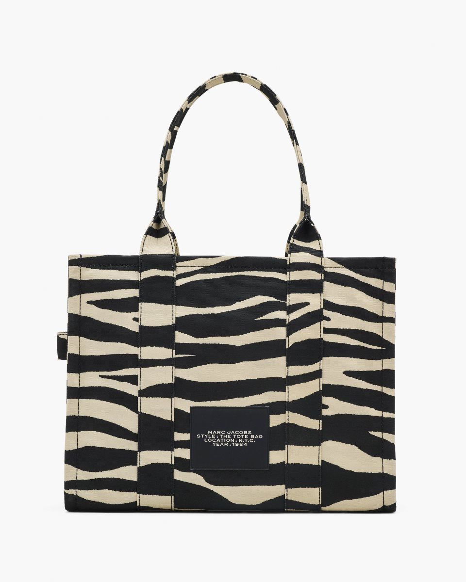 Marc Jacobs The Zebra Canvas Large Tote Bag Black / White | 21VIGZEDF