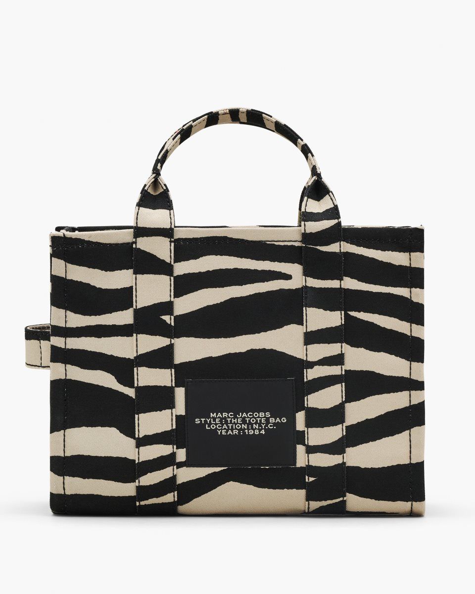 Marc Jacobs The Zebra Canvas Medium Tote Bag Black / White | 02CWIBRTV