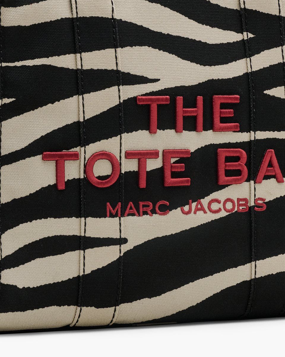 Marc Jacobs The Zebra Canvas Medium Tote Bag Black / White | 02CWIBRTV