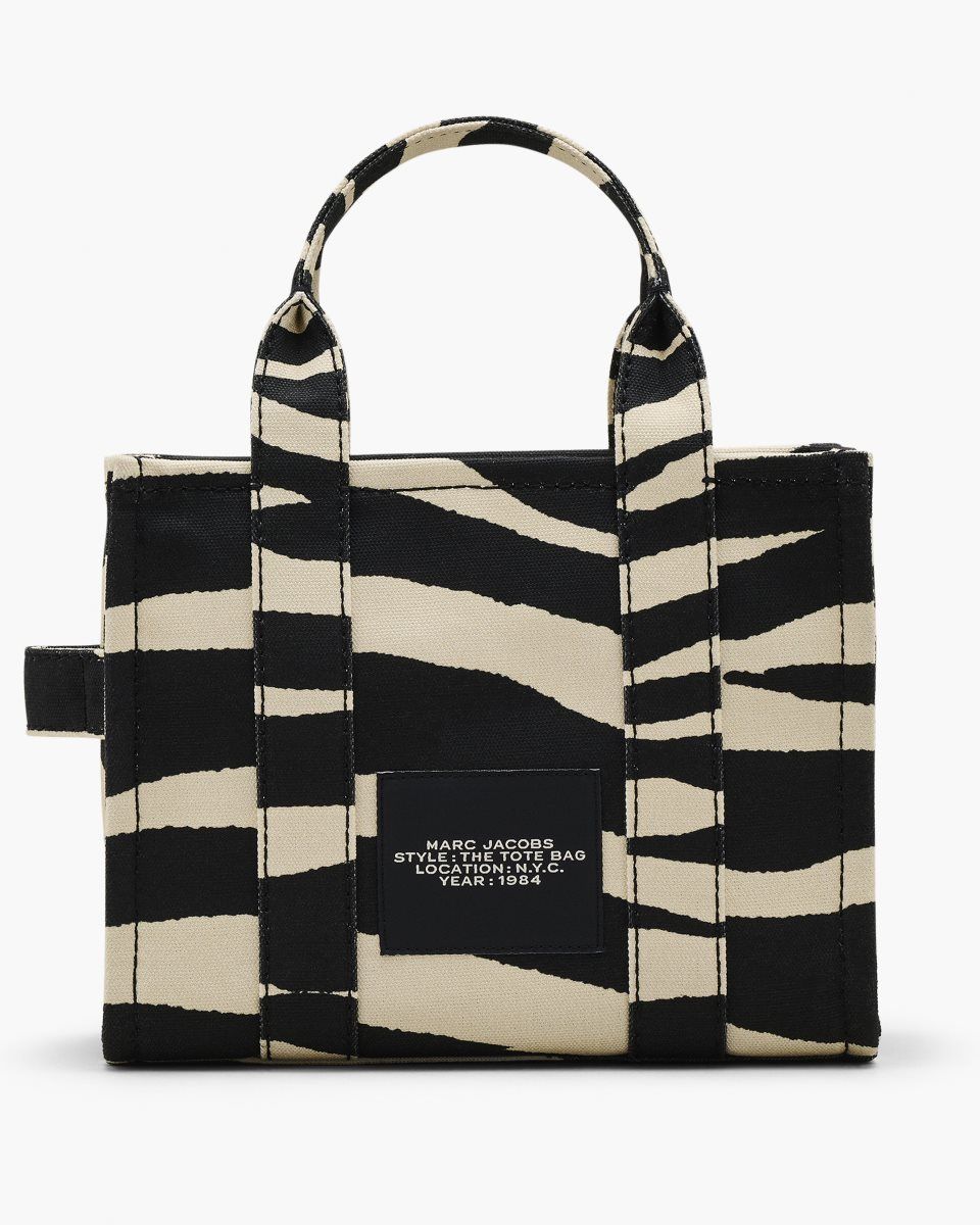 Marc Jacobs The Zebra Canvas Small Tote Bag Black / White | 42AIUCOLB