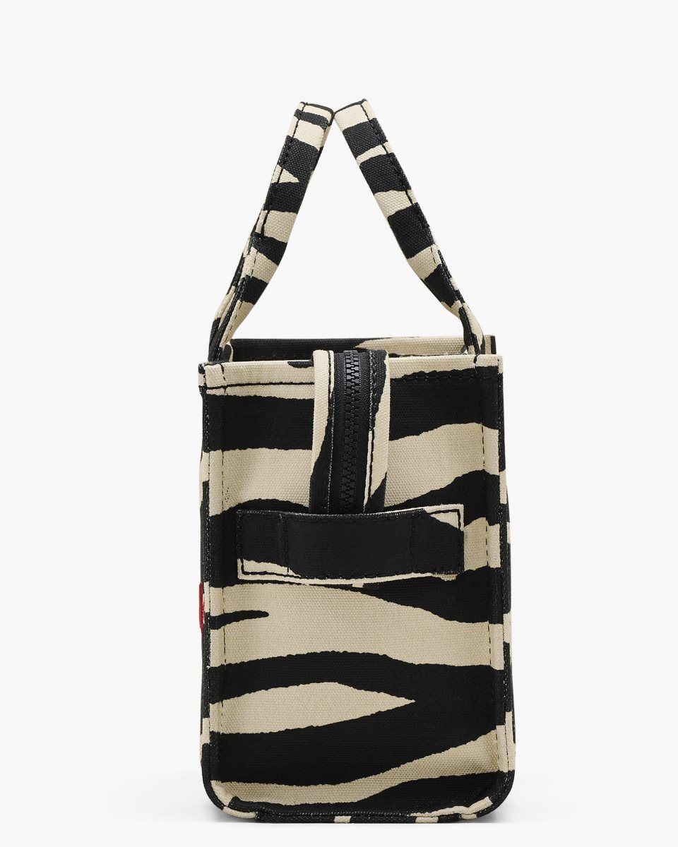 Marc Jacobs The Zebra Canvas Small Tote Bag Black / White | 42AIUCOLB