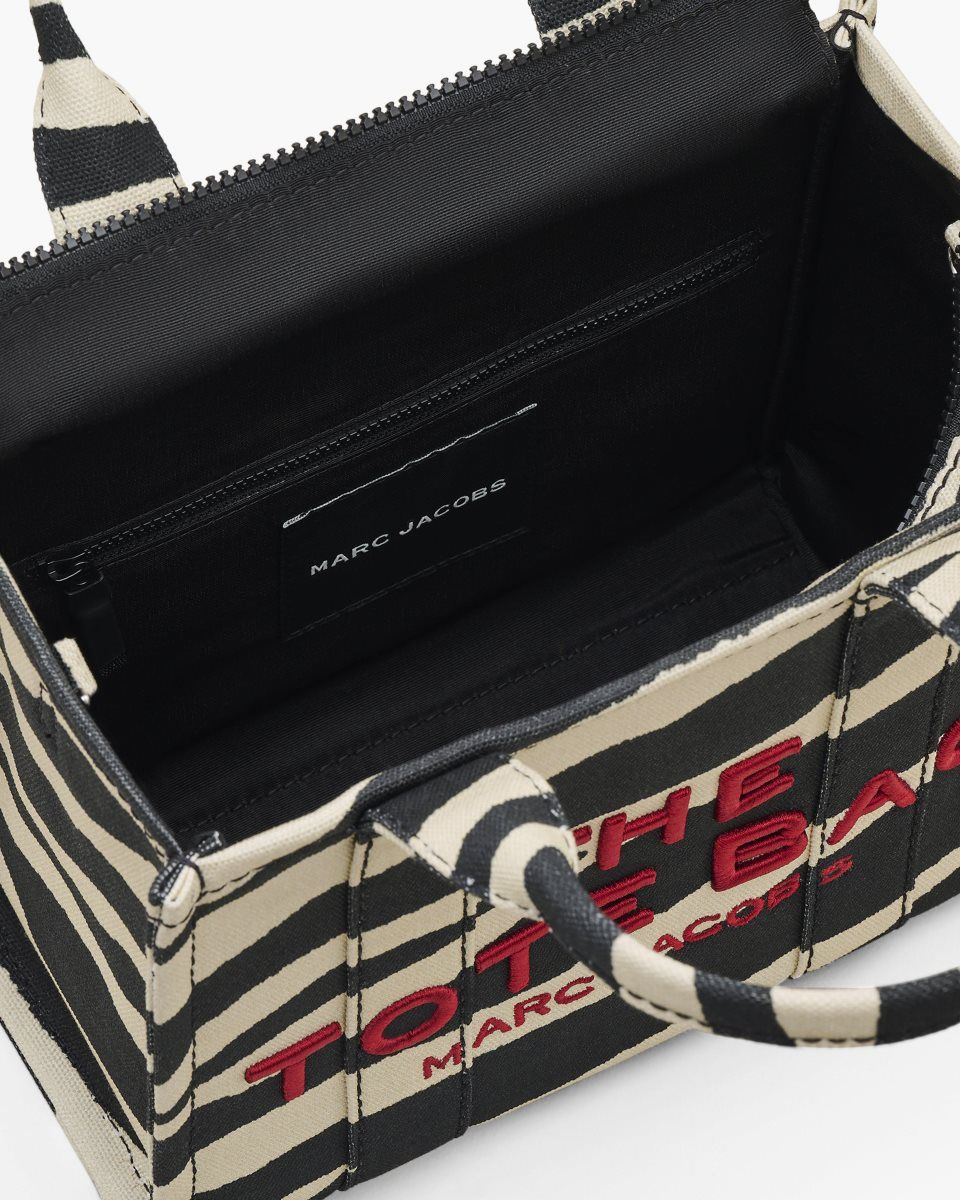 Marc Jacobs The Zebra Canvas Small Tote Bag Black / White | 42AIUCOLB