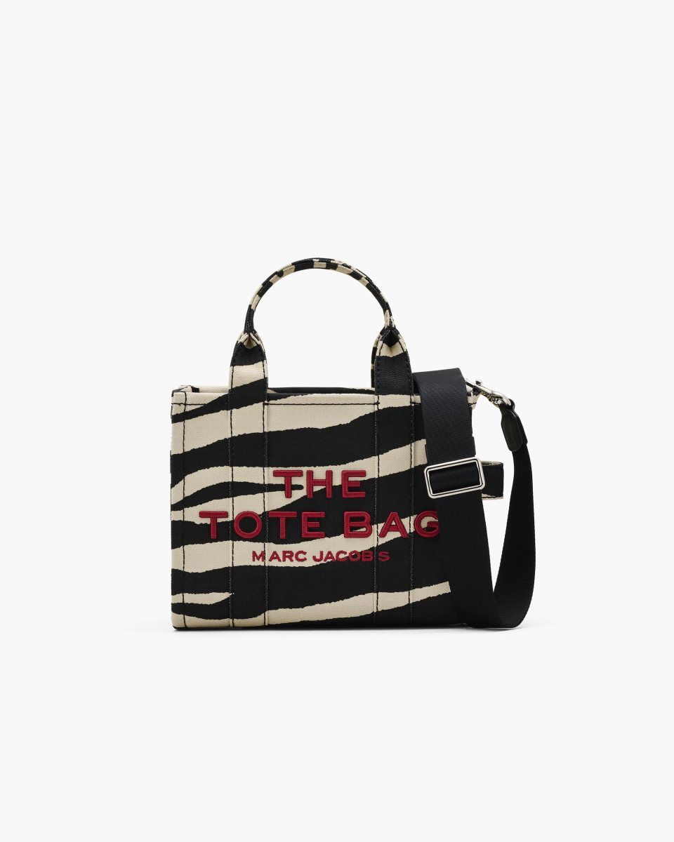 Marc Jacobs The Zebra Canvas Small Tote Bag Black / White | 42AIUCOLB