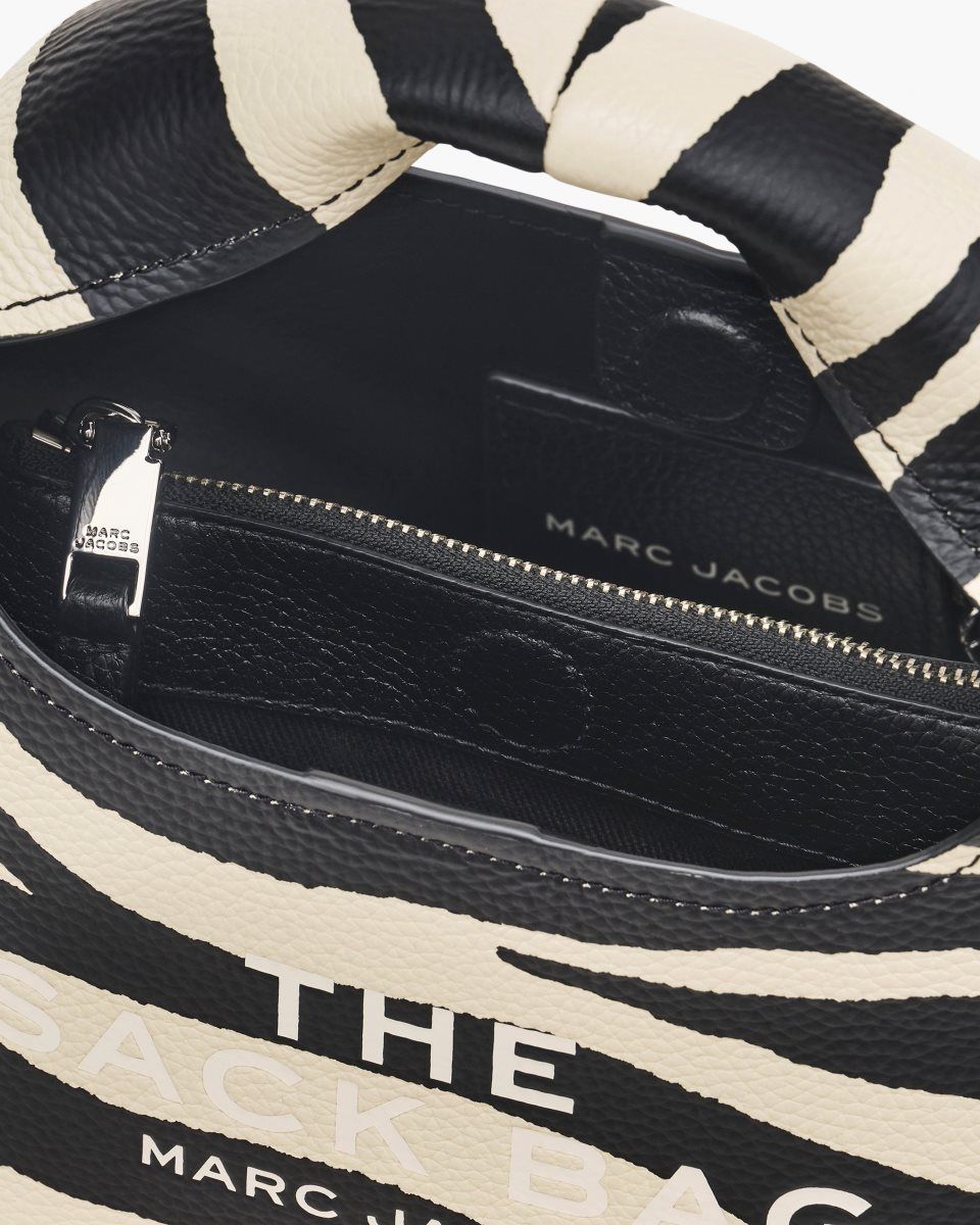 Marc Jacobs The Zebra Leather Mini Sack Bag Black / White | 18EJLDZQY